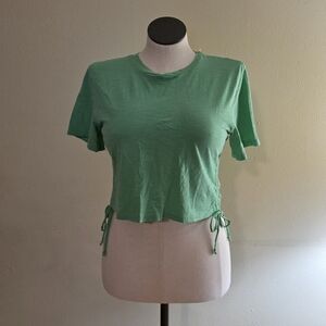 Universal Thread Short Sleeve Ruched Side Drawstring Cropped T-Shirt Mint Green